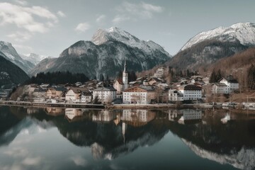 Reutte, a town in the Tirol region of Austria. Generative AI