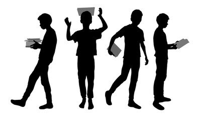 Boy with the book silhouette