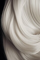 Fototapeta premium A closeup view of a bunch of shiny straight blond hair in a wavy curved style. Generative AI