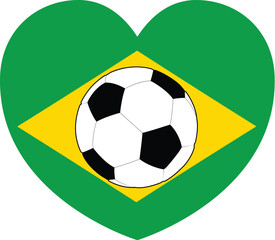 A Brazil Brazilian flag in the shape of a heart soccer football design concept illustration