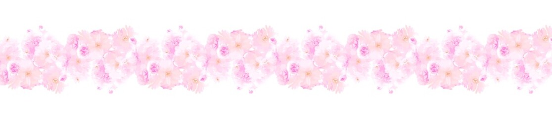 Fototapeta na wymiar Linia dekoracyjna namalowane różowe kwiaty