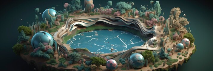 3d illustration, about nature and saving the seas. Generative ai