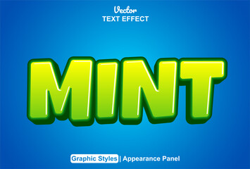 mint text effect with green color graphic style and editable.