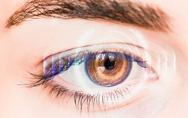 Close up of an eye and vision test