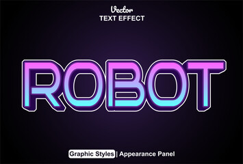robot text effect with blue color graphic editable style