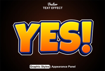 yes text effect with orange graphic style and editable.