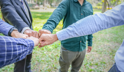 World environment day Global community teamwork, CSR and ESG environmental energy saving partnerships work together for the Sustainable Development Goals. People join for cooperation success.