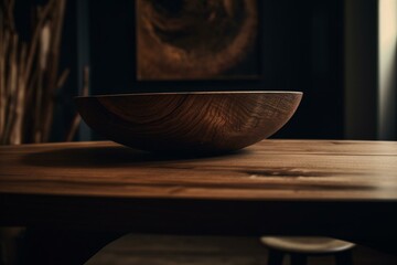 Contemporary wooden table. Generative AI