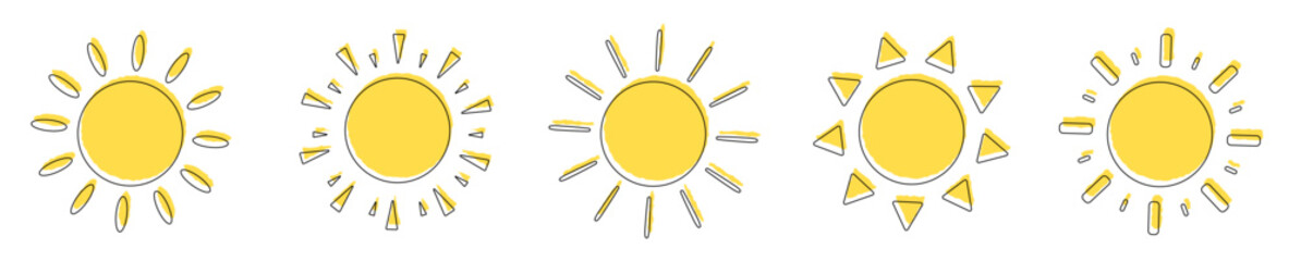 Summer sun element with offset outline  