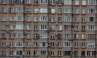 Fototapeta na wymiar panel house in moscow with windows