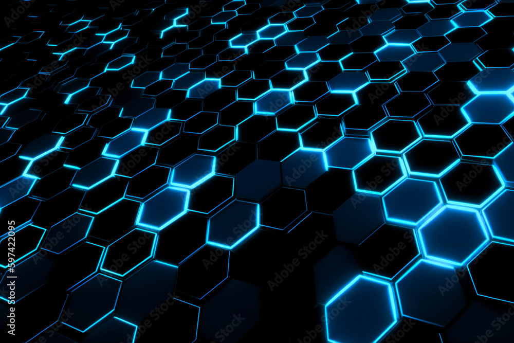 Aufkleber blue abstract technology background. abstract information technology, communications or artificial i