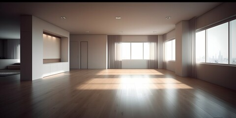 Fototapeta premium Empty modern room design, stock photo, real estate, room design, web design, interior, Generative AI