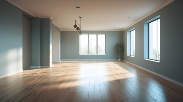 Empty modern room design, stock photo, real estate, room design, web design, interior, Generative AI