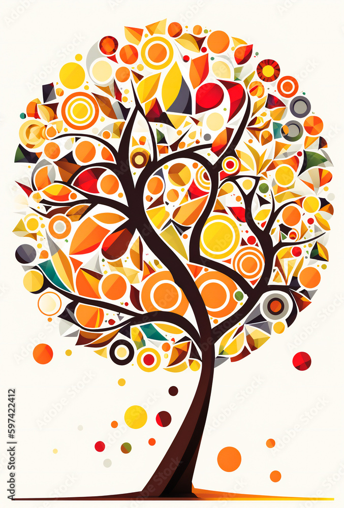 Poster artistic stylized tree. created with generative ai technology.
