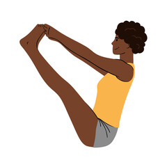 Femme noire qui fait une posture d'√©quilibre de yoga