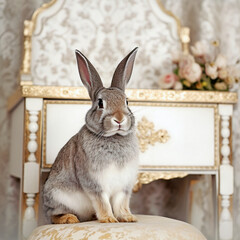 rabbit inside a cozy room
