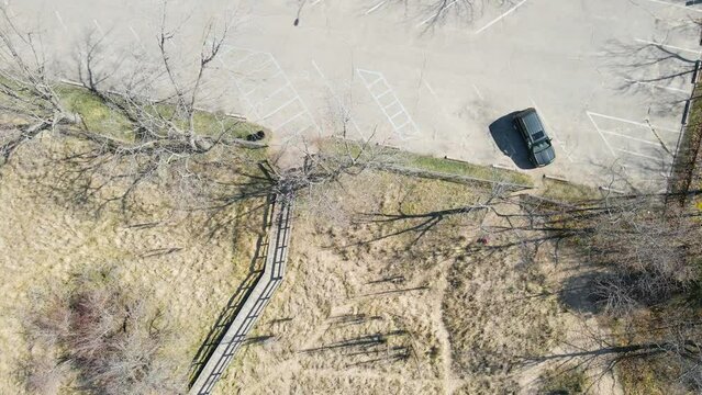 Parking lot of Kruse Park near Lake Michigan.