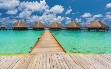 Villas on one of the islands in the Maldives