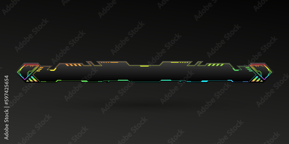 Poster futuristic rgb multi colors border game gui screen title lower third banner bar template