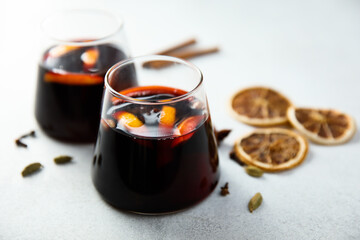 Traditional homemade mulled wine with spices