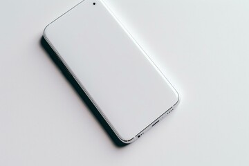 Fototapeta na wymiar Overhead shot of cellphone on white background. Generative AI