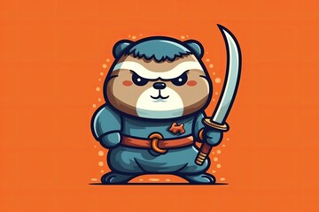 brave cartoon character in a blue outfit holding a sword. Generative AI