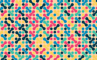 Metaball seamless pattern, colorful background with high saturate rainbow color geometric shape, vector illustration