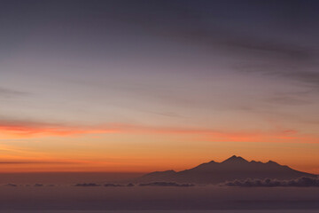 Twilight colors on the sky above Lombok and Bali island