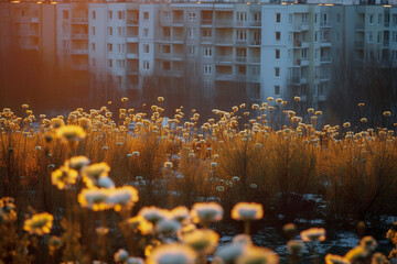 the outskirts of the Russian city, created by a neural network, Generative AI technology - obrazy, fototapety, plakaty