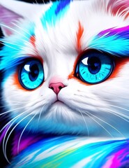 Gattino carino Stile Kawaii, con grandi occhi