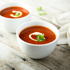 Homemade tomato soup with cream