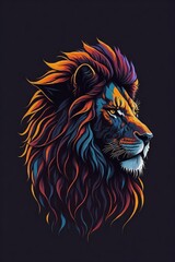 Testa di Leone astratta con sfondo Nero