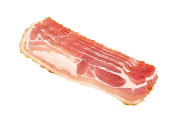 Bacon slices, pork brisket, isolated on white background.