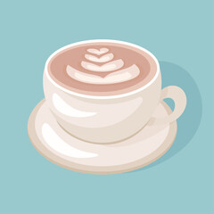 Delicious  white cup of coffee cappuccino and latte. Drink vector illustration design. 