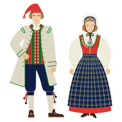 girl and  young man in folk Danish costume