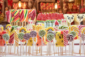 Obraz premium colorful and tasty lollipops in different shapes