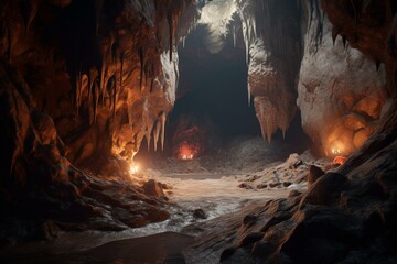 3D depiction of cavern. Generative AI