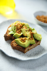 Avocado toast with onion crunch
