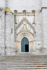 Main entrance to Guarda cathedral, in Portugal