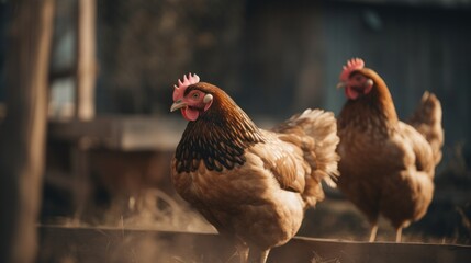 Chicken hen closeup photo at a farm