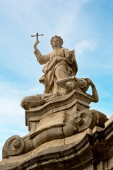 Fototapeta na wymiar Santa Rosalia statue in front of the Palermo Cathedral