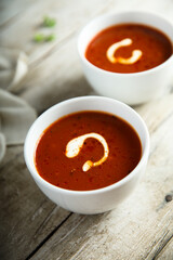 Homemade tomato soup with cream
