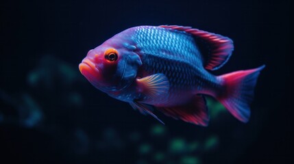 neon fish in an aquarium. Generative AI