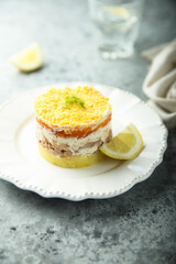 Traditional homemade Mimosa salad