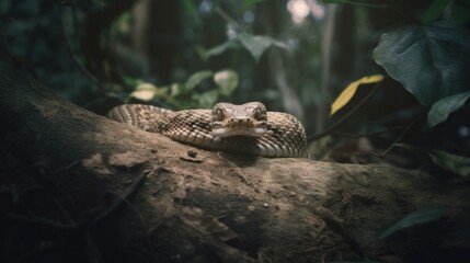 rattlesnake in the rainforest. Generative AI