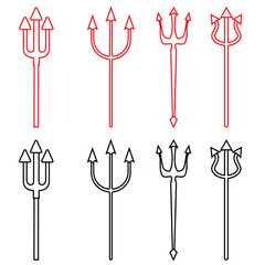Trident devil icon vector set. pitchfork illustration sign collection. hell symbol.