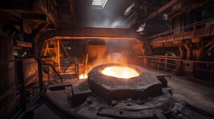 Fototapeta na wymiar Smelting steel to perfection. Metal forging at a metallurgical plant. Generative AI