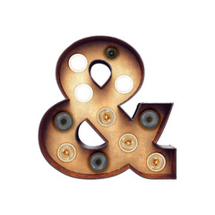 Marquee Light Bulbs 3D Alphabet PNG Letters