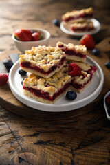 Homemade berry pie with streusel