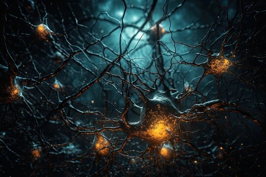 The environment of the nervous system, the nerve cell. Generative AI.
